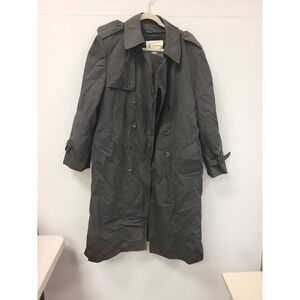 London Fog Wamsutta Men's Trench Coat Size 38 Short‎ Black Classic Overcoat